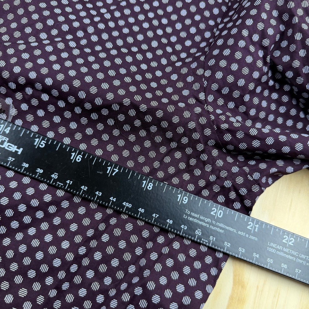 Express Slim 1MX Men Medium Burgundy Polka Dot Long Sleeve Button Down Shirt NWT - Picture 4 of 6
